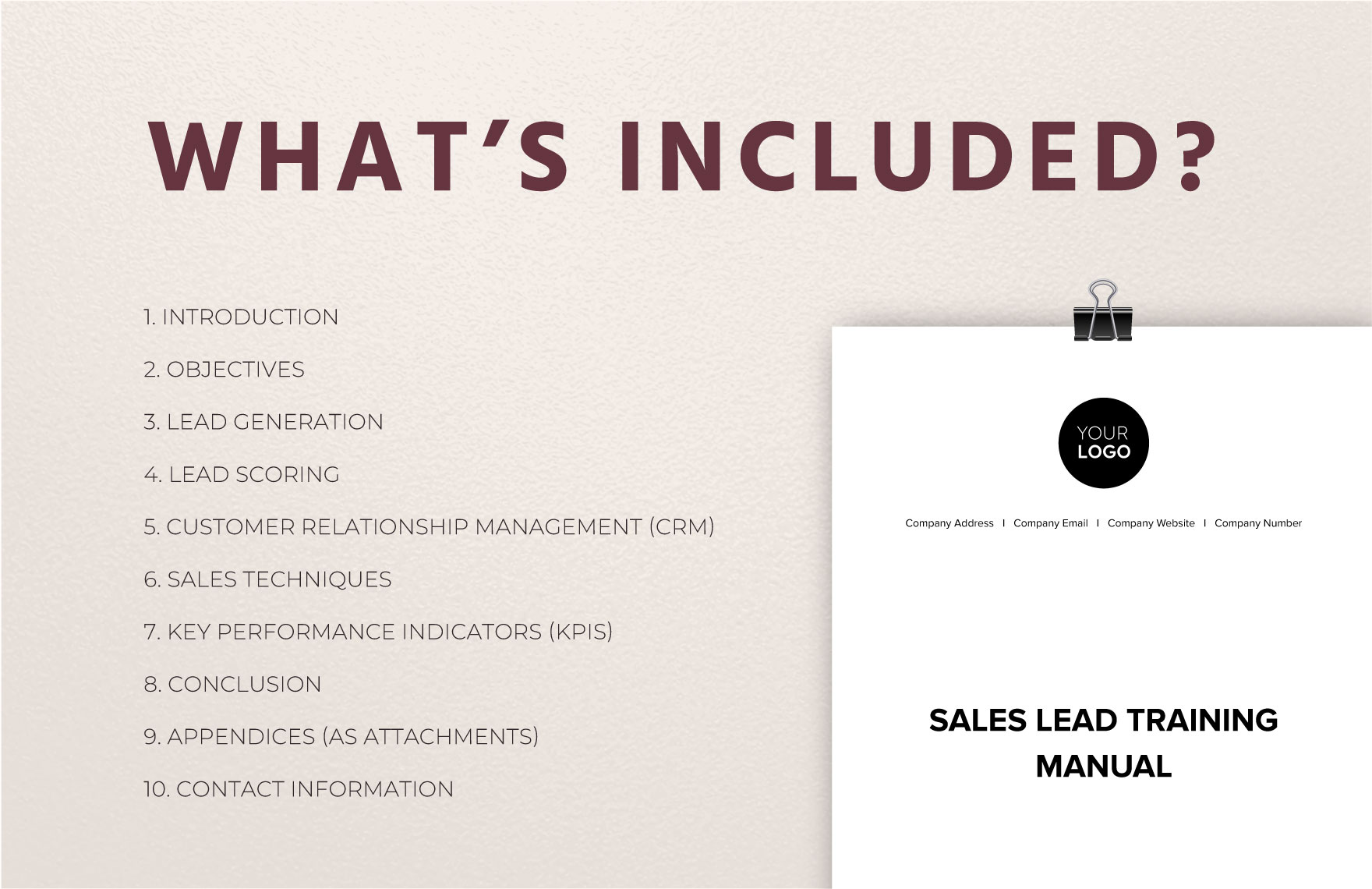 Sales Lead Training Manual Template