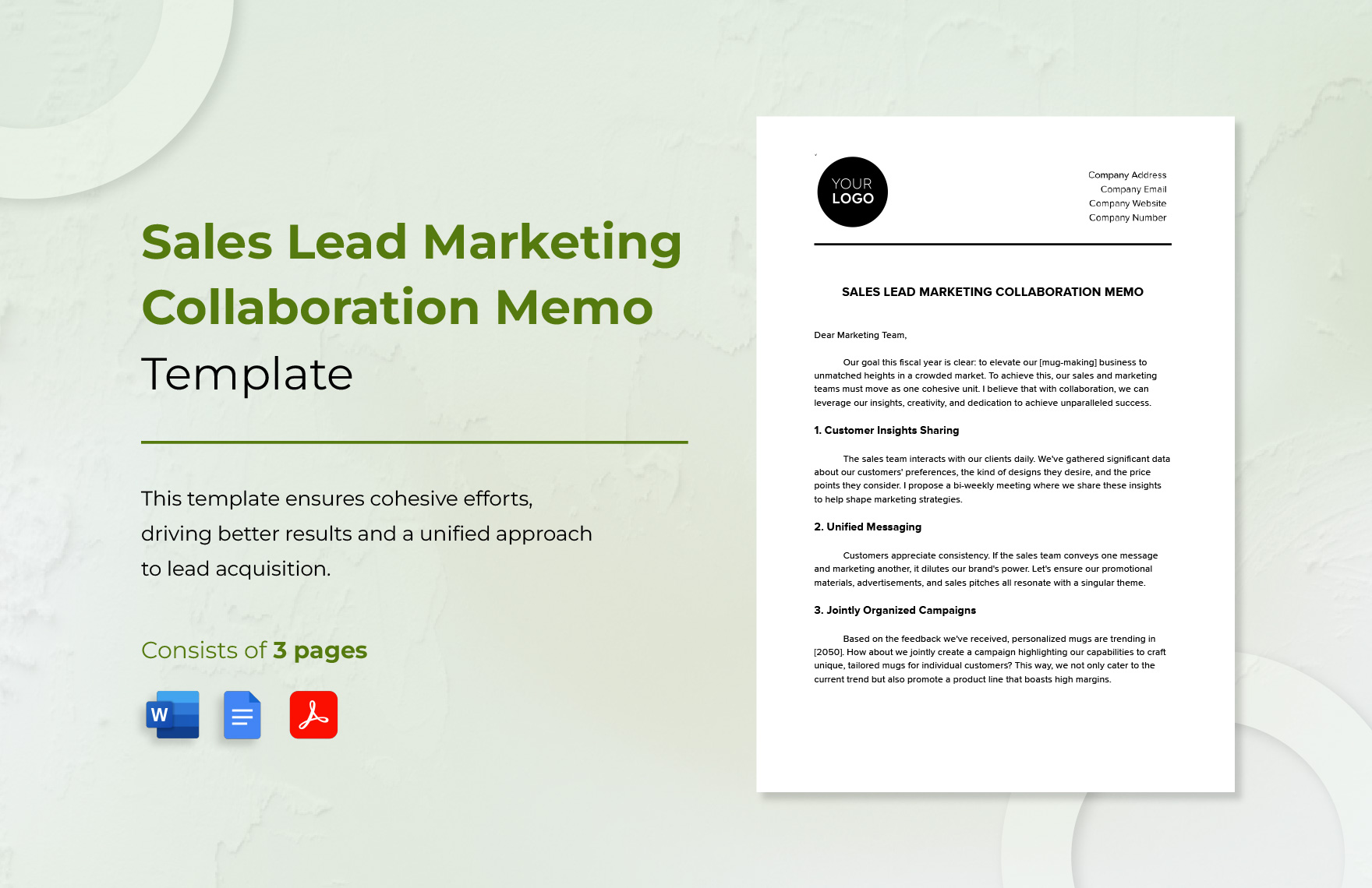 Sales Lead Marketing Collaboration Memo Template