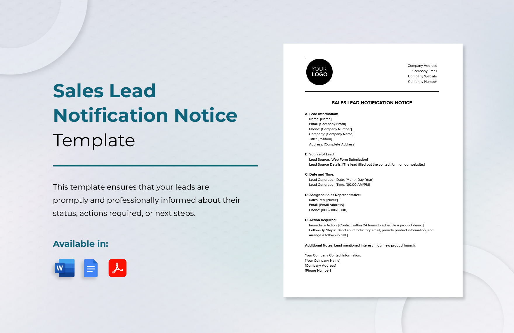 Sales Lead Notification Notice Template
