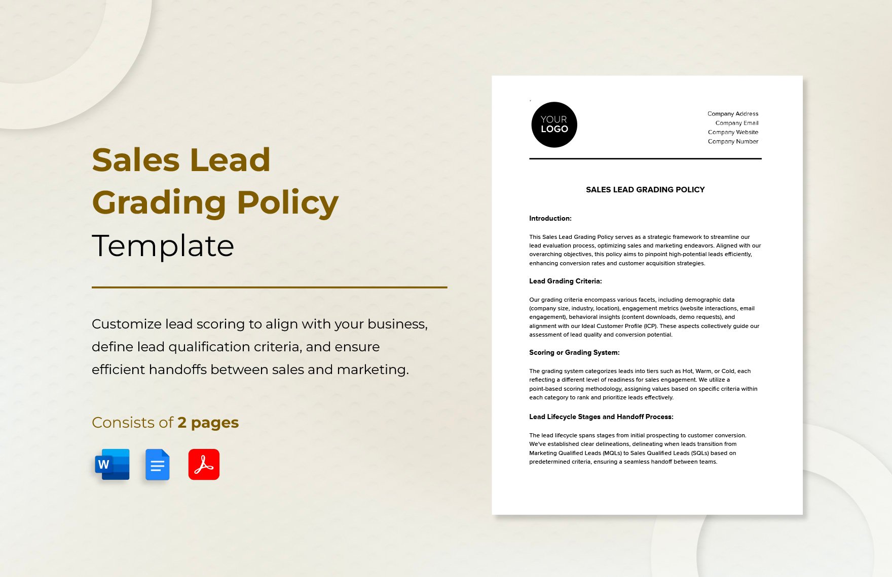 Sales Lead Grading Policy Template in Word, Google Docs, PDF