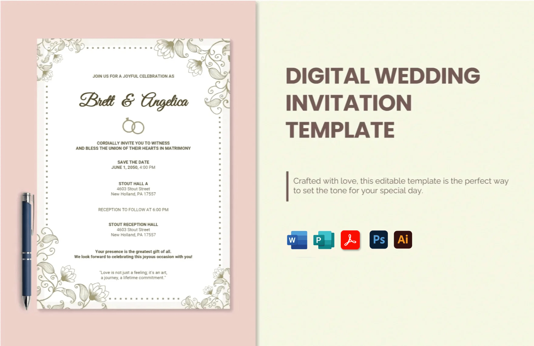 Digital Wedding Invitation Template