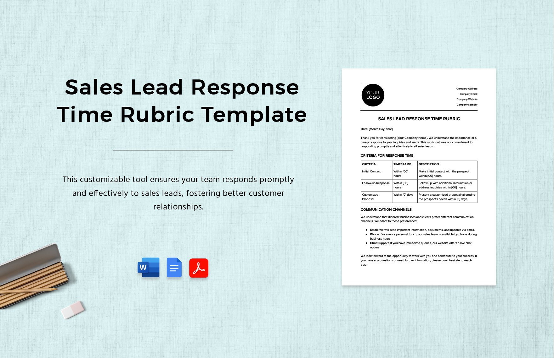 Sales Lead Response Time Rubric Template in Word, Google Docs, PDF