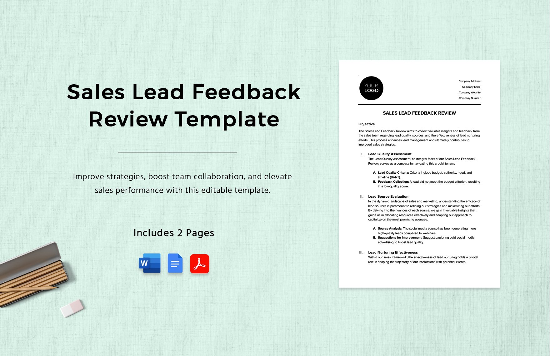 Sales Lead Feedback Review Template in Word, Google Docs, PDF