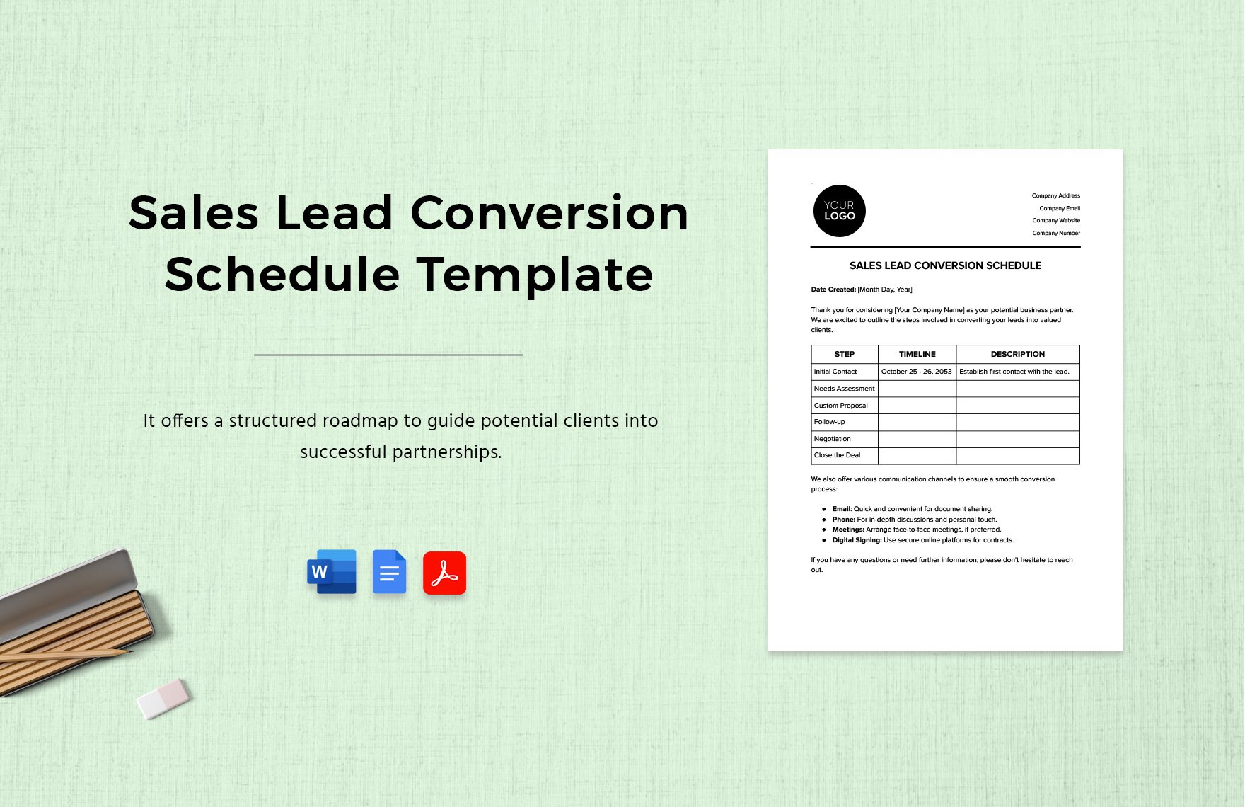 Sales Lead Conversion Schedule Template in Word, Google Docs, PDF