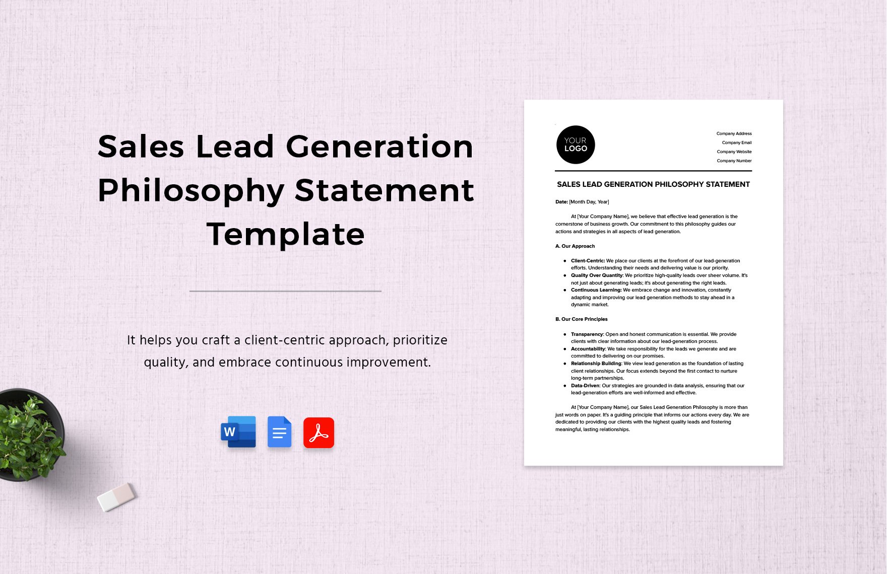 Sales Lead Generation Philosophy Statement Template in Word, Google Docs, PDF