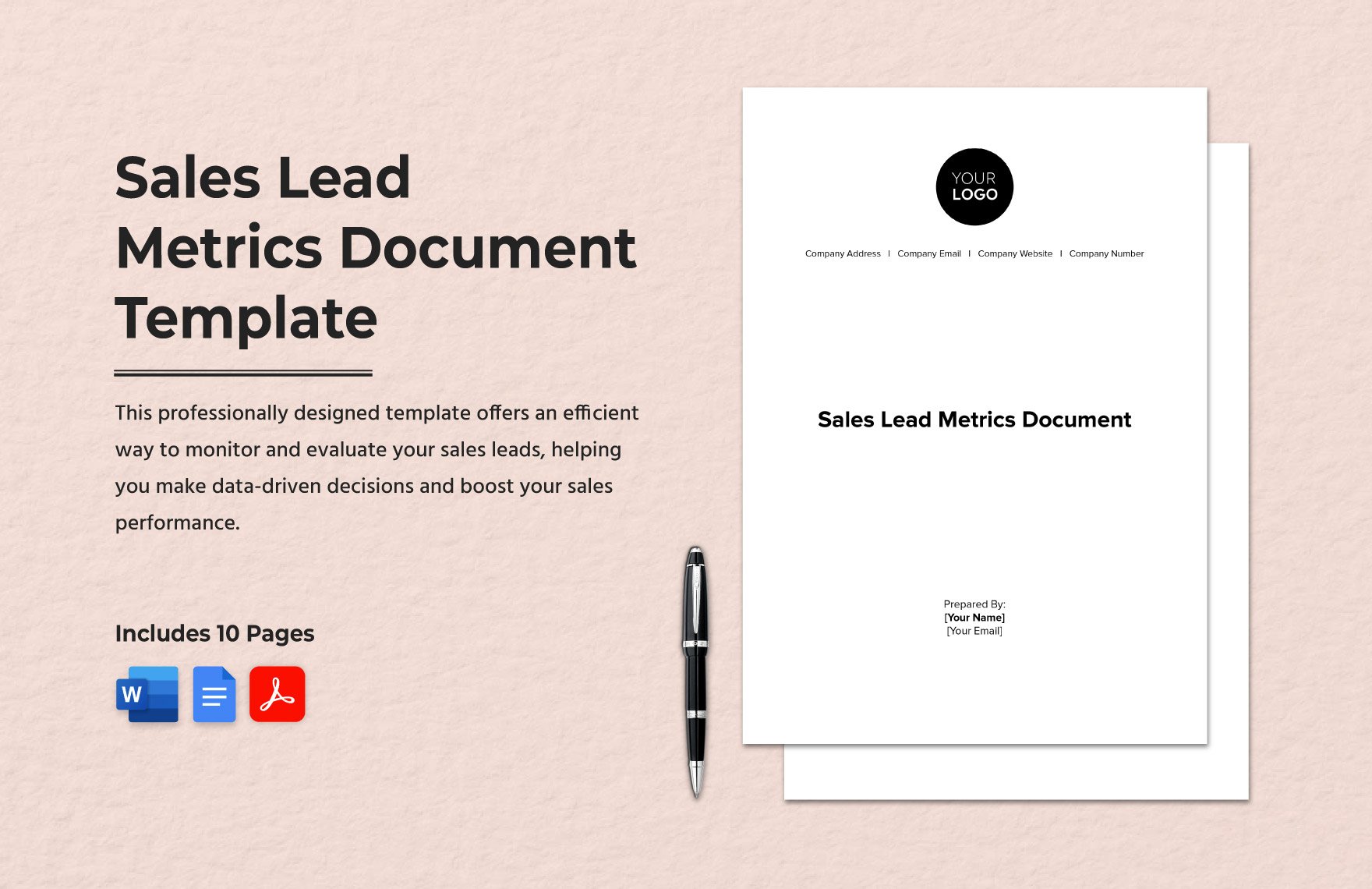 Sales Lead Metrics Document Template in Word, Google Docs, PNG