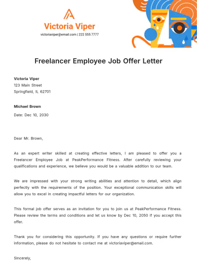 Free Freelancer Employee Job Offer Letter Template to Edit Online
