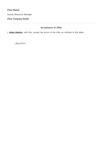 Free Temporary Employment Job Offer Letter Template to Edit Online