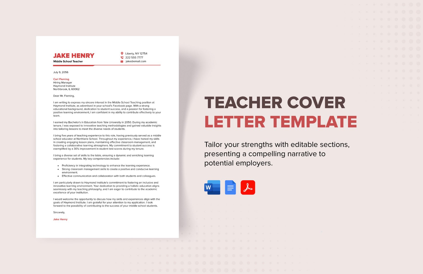Teacher Cover Letter Template