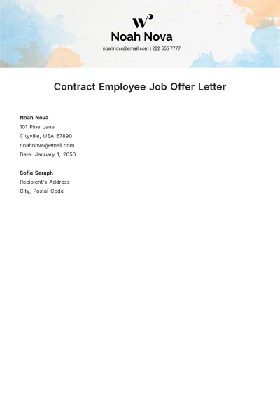 Free Contract Employee Job Offer Letter Template to Edit Online