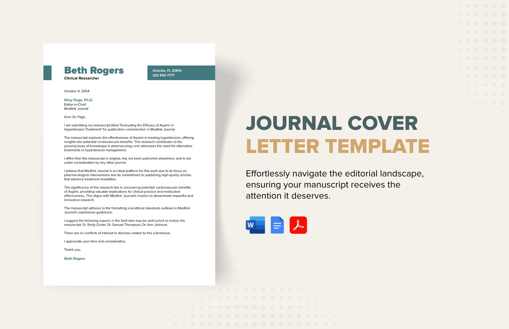 Journal Cover Letter Template