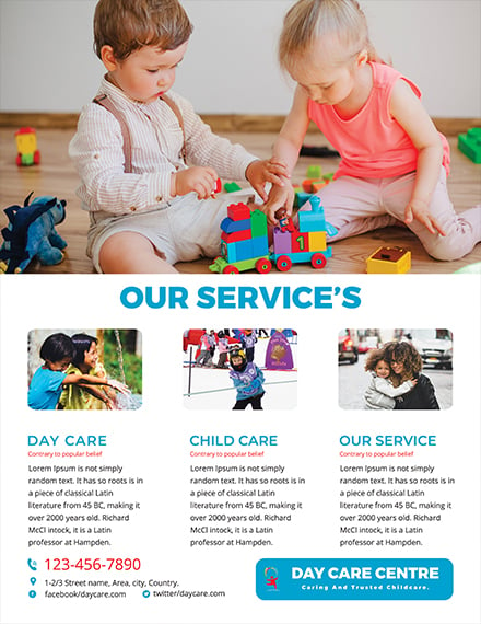 day care center flyer template 1x