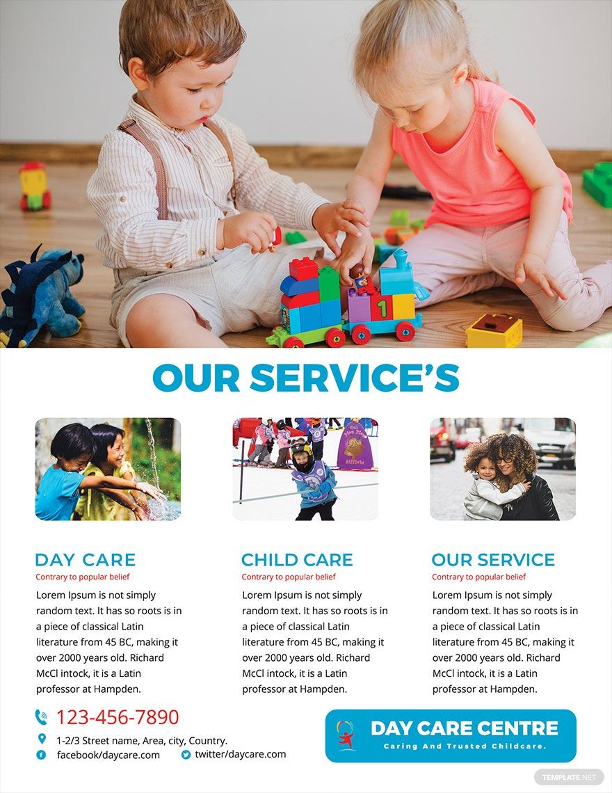 Day Care Center Service Flyer Template