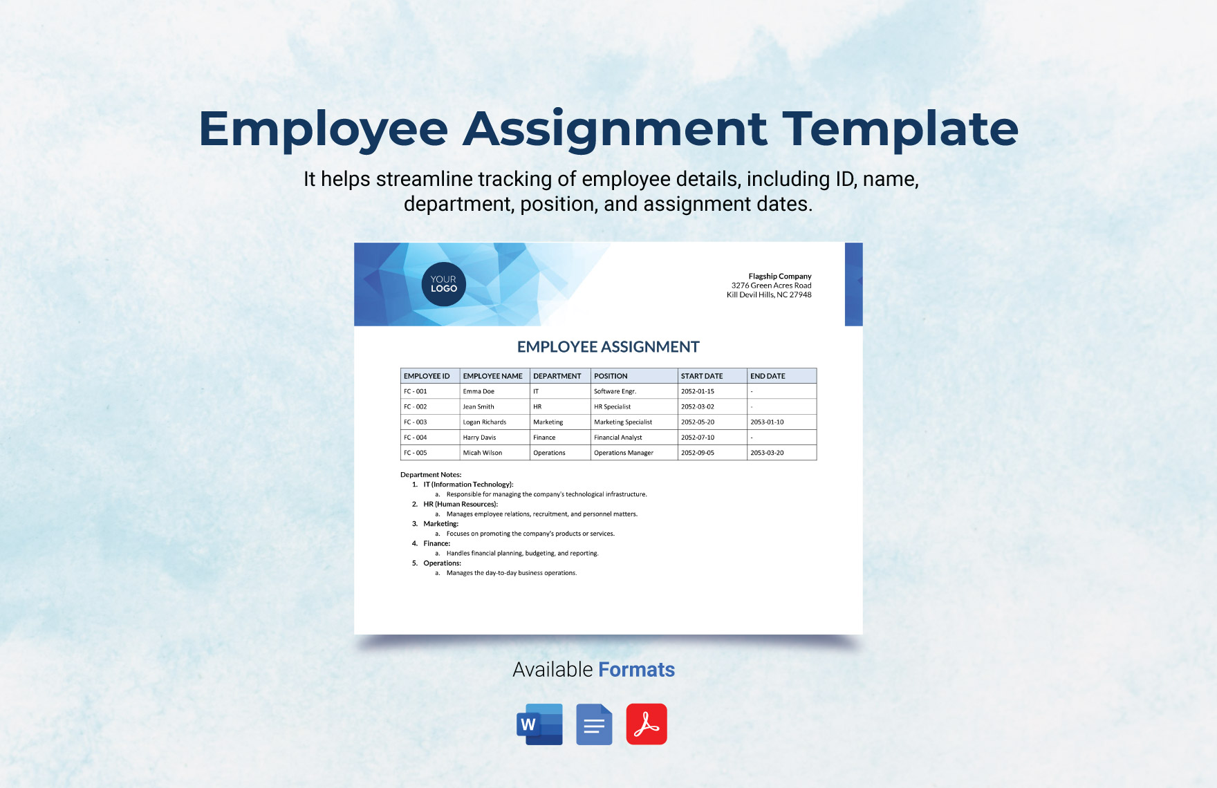 Free Employee Assignment Template