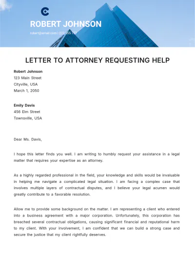 Free Letter To Attorney Requesting Help  Template to Edit Online