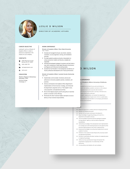 Director of Academic Affairs Resume Download