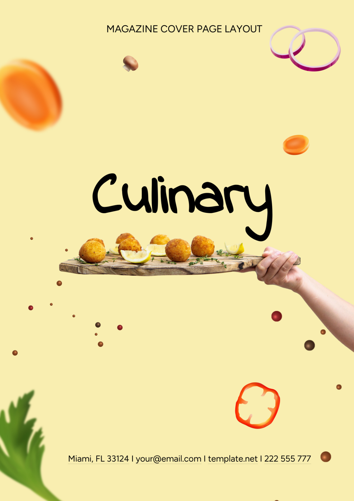 Culinary Magazine Cover Page Layout Template