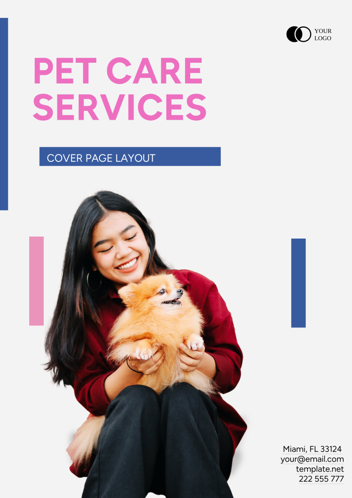 Pet Care Services Cover Page Layout Template