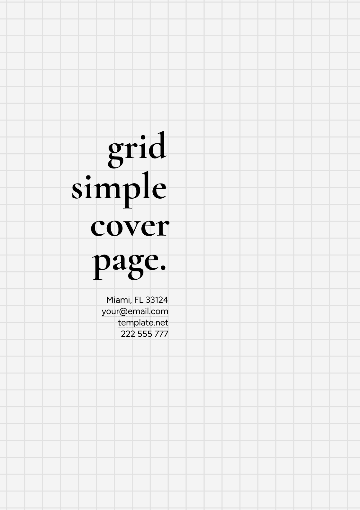 Grid Simple Cover Page Template