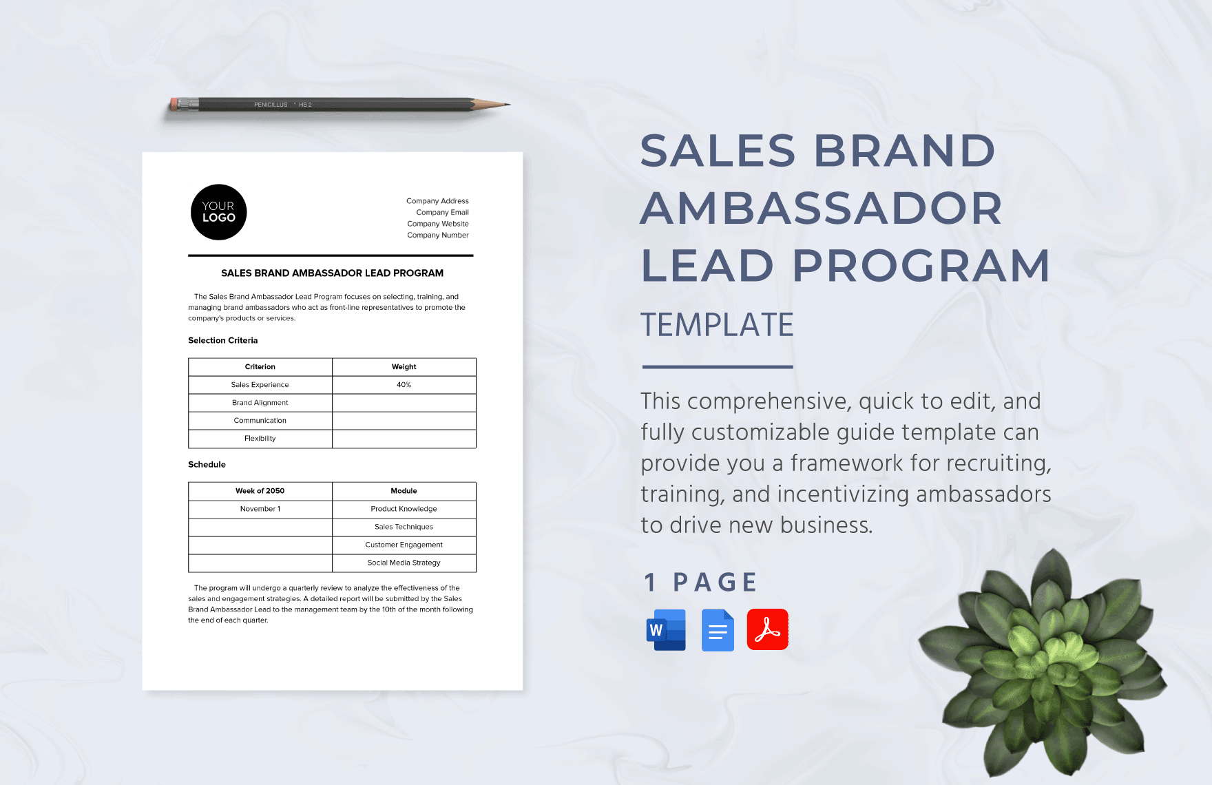 Sales Brand Ambassador Lead Program Template in Word, Google Docs, PDF