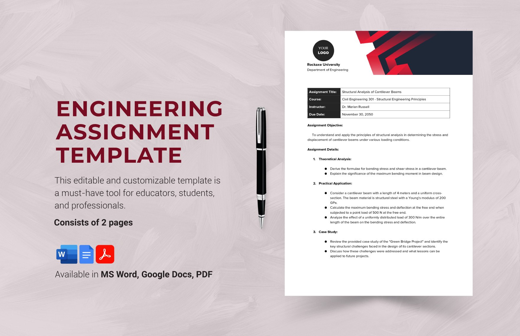 Free Engineering Assignment Template