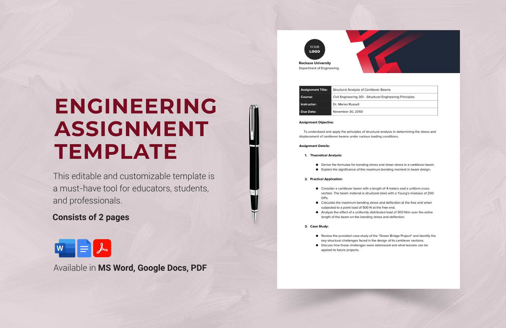 Engineering Assignment Template in Word, PDF, Google Docs - Download | Template.net