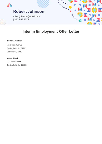 Free Interim Employment Offer Letter Template to Edit Online