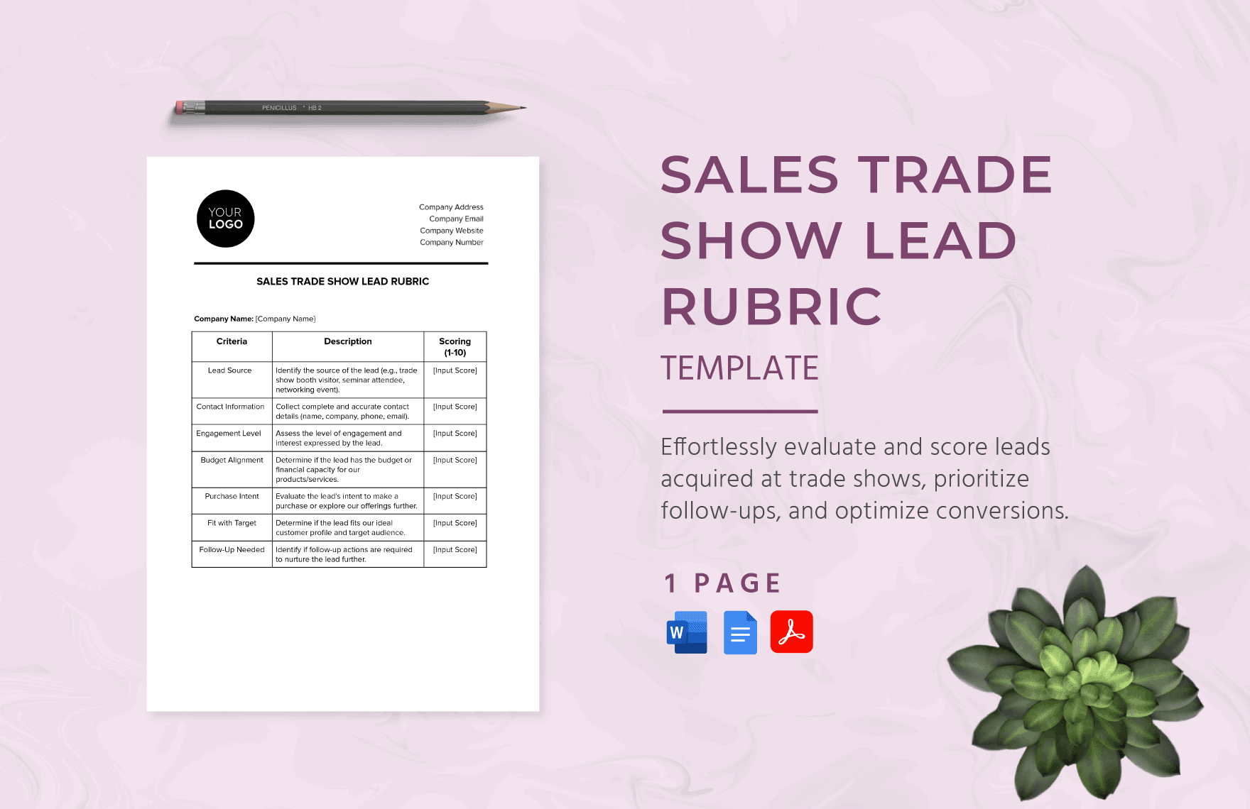 Sales Trade Show Lead Rubric Template in Word, Google Docs, PDF