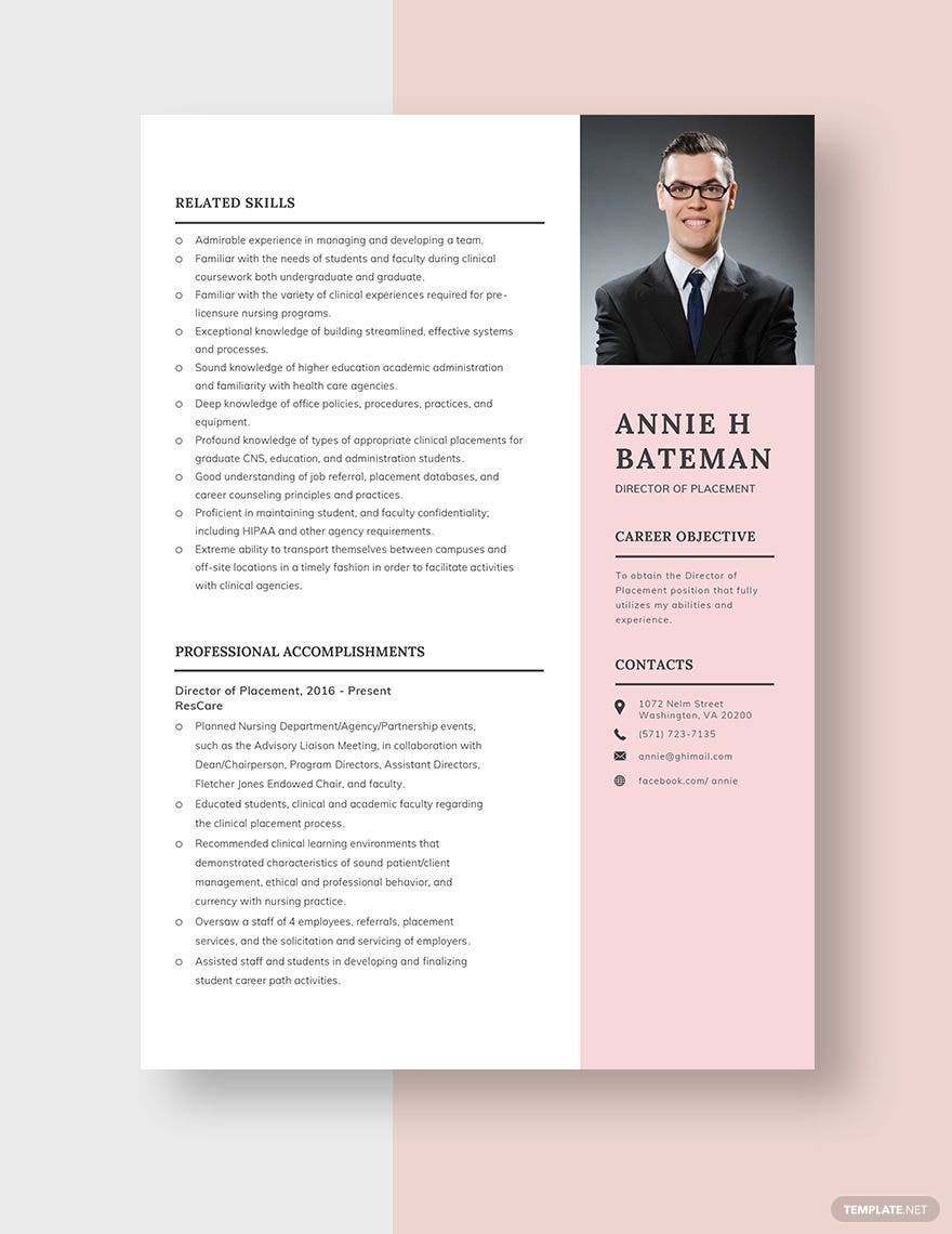 Director of Placement Resume