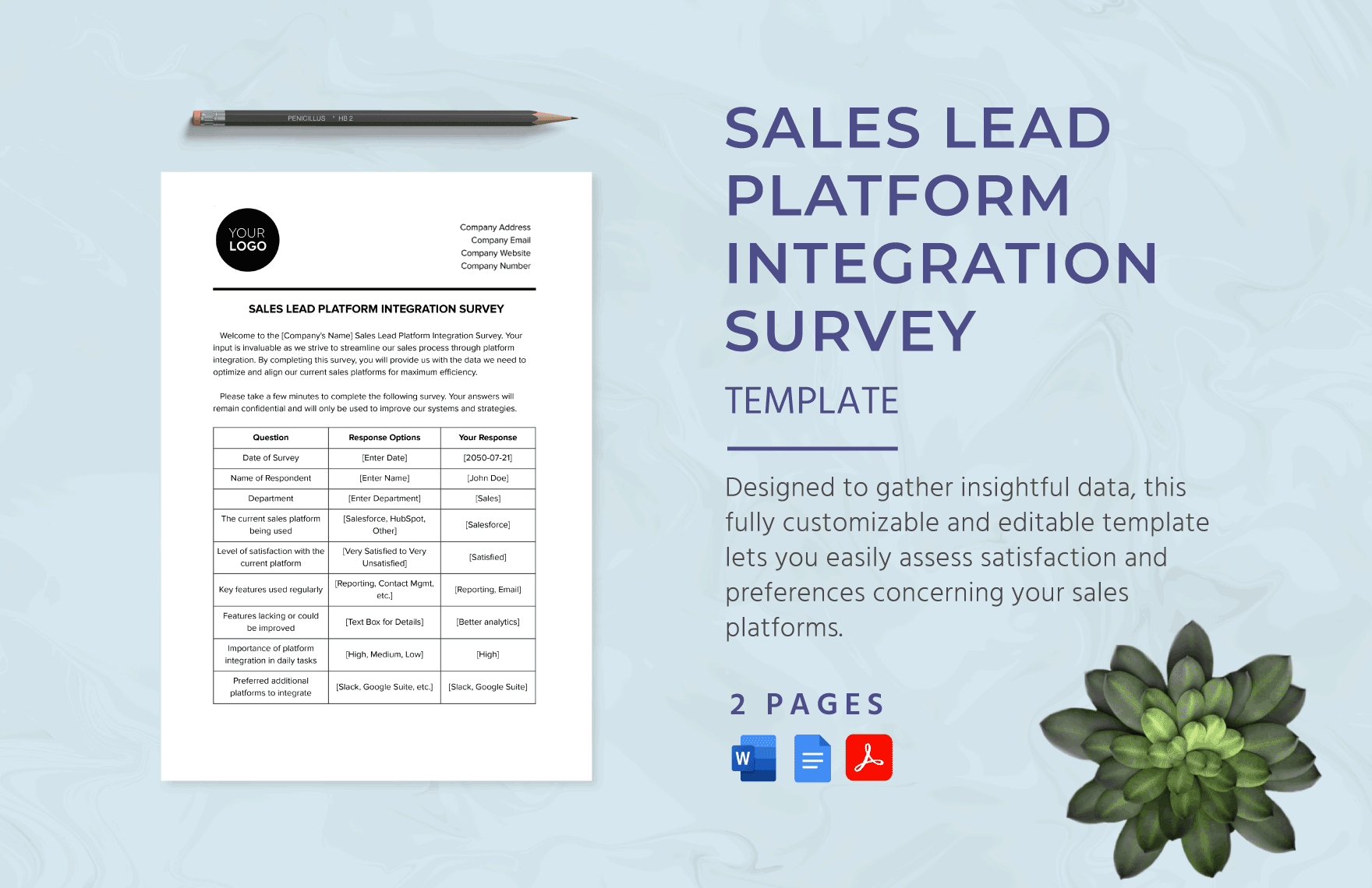 Sales Lead Platform Integration Survey Template in Word, Google Docs, PDF