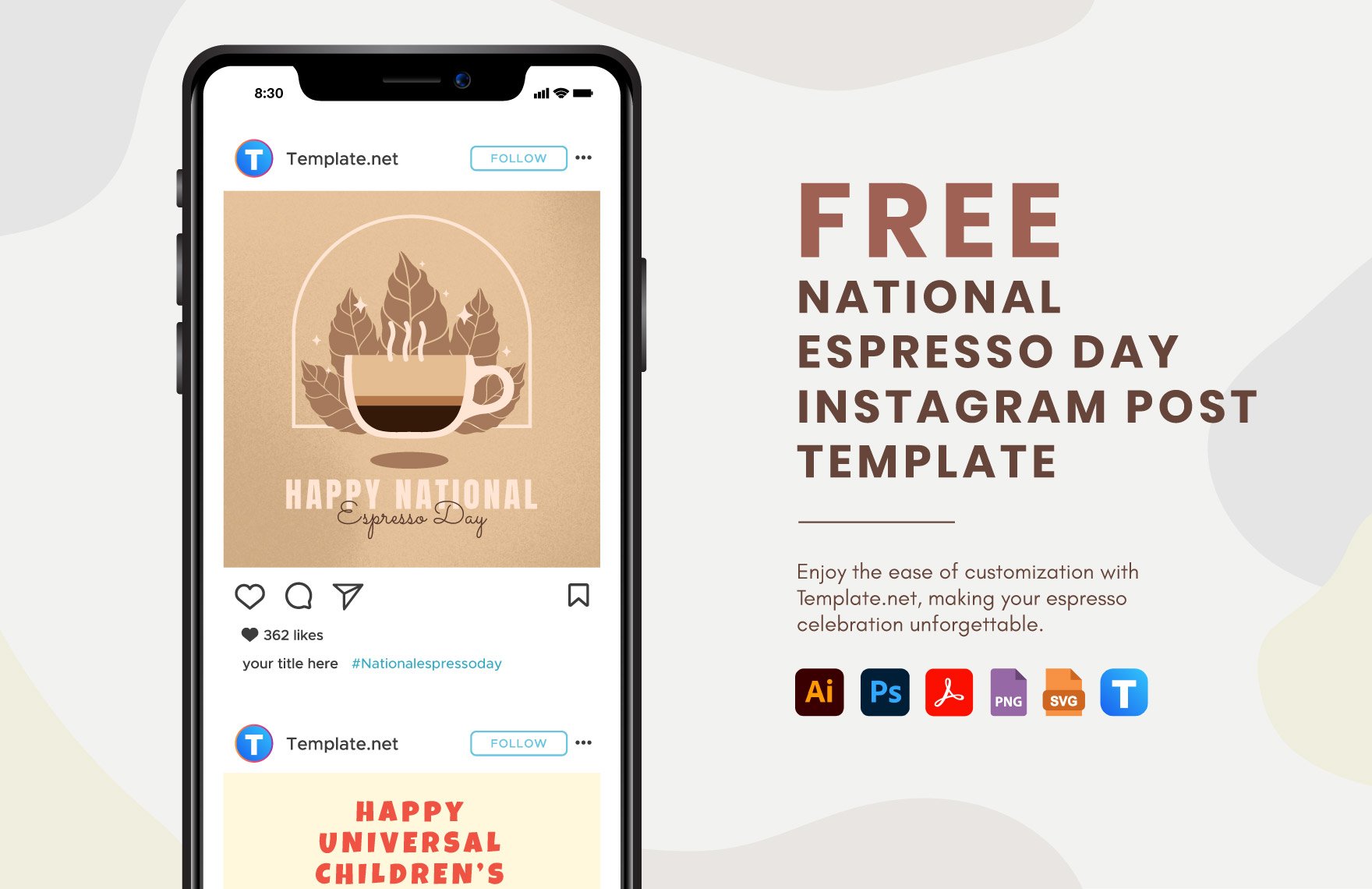 Free National Espresso Day Instagram Post Template in PDF, Illustrator, PSD, SVG, PNG