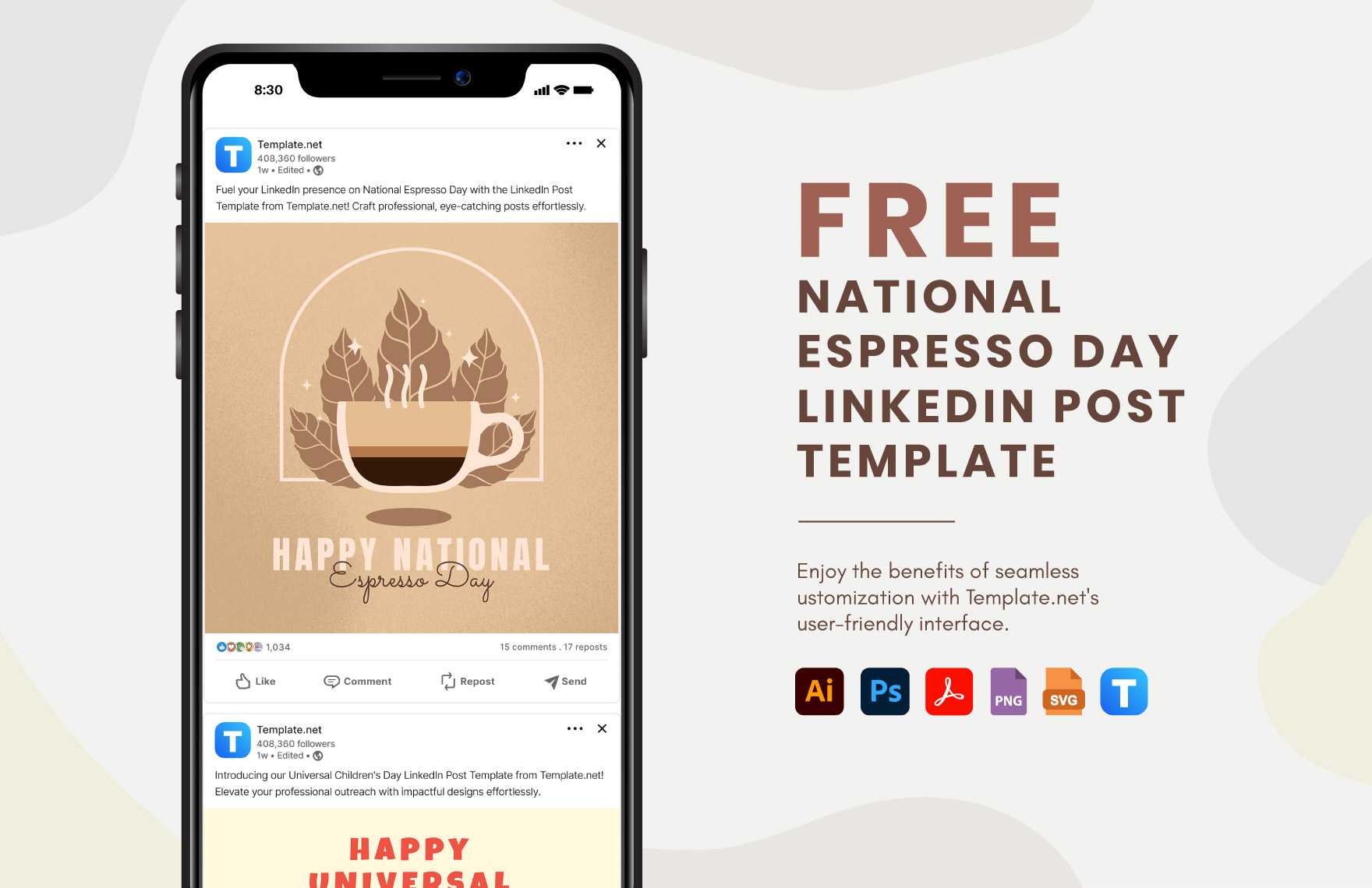 Free National Espresso Day LinkedIn Post Template in PDF, Illustrator, PSD, SVG, PNG