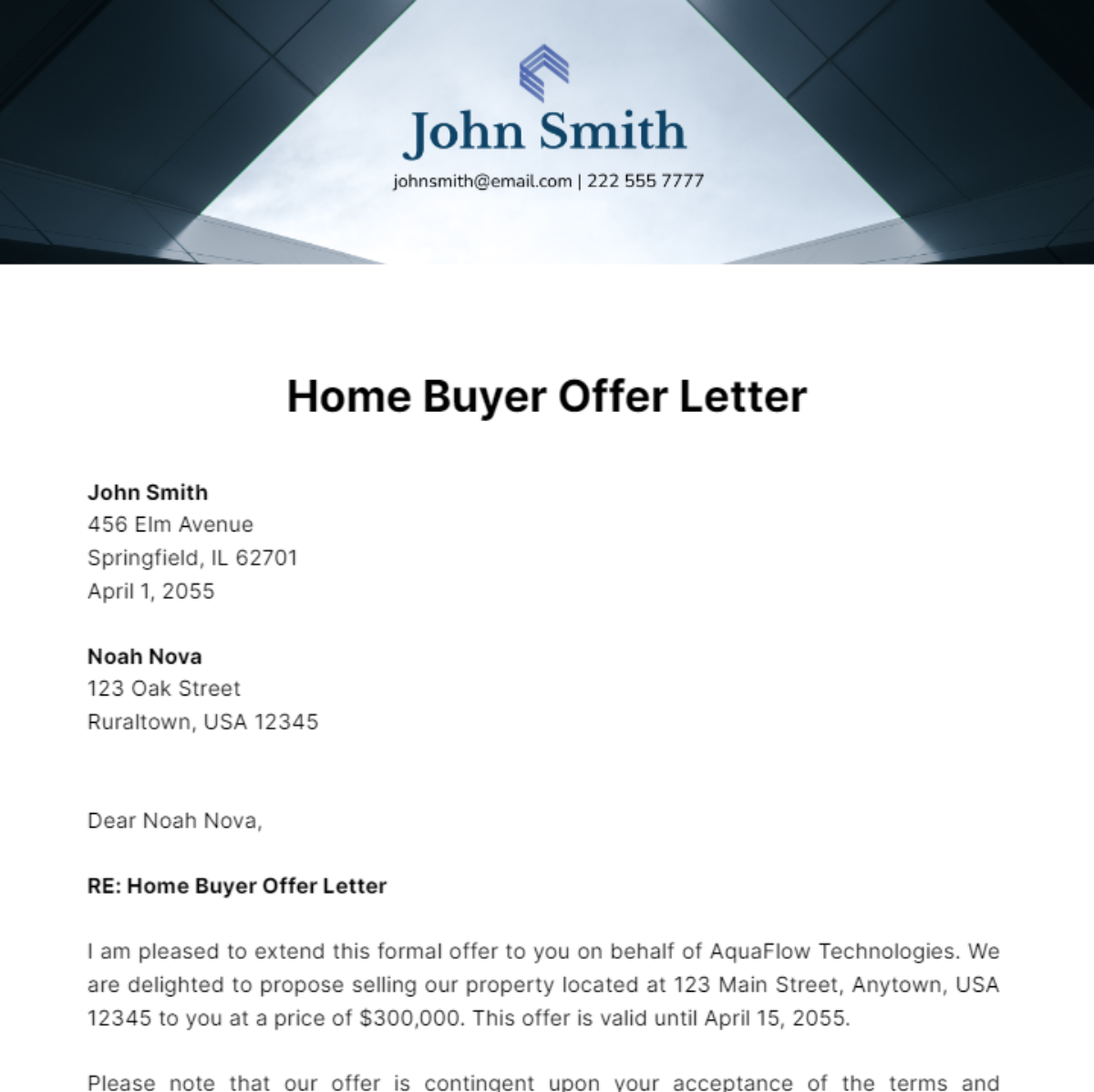 Home Buyer Offer Letter Template