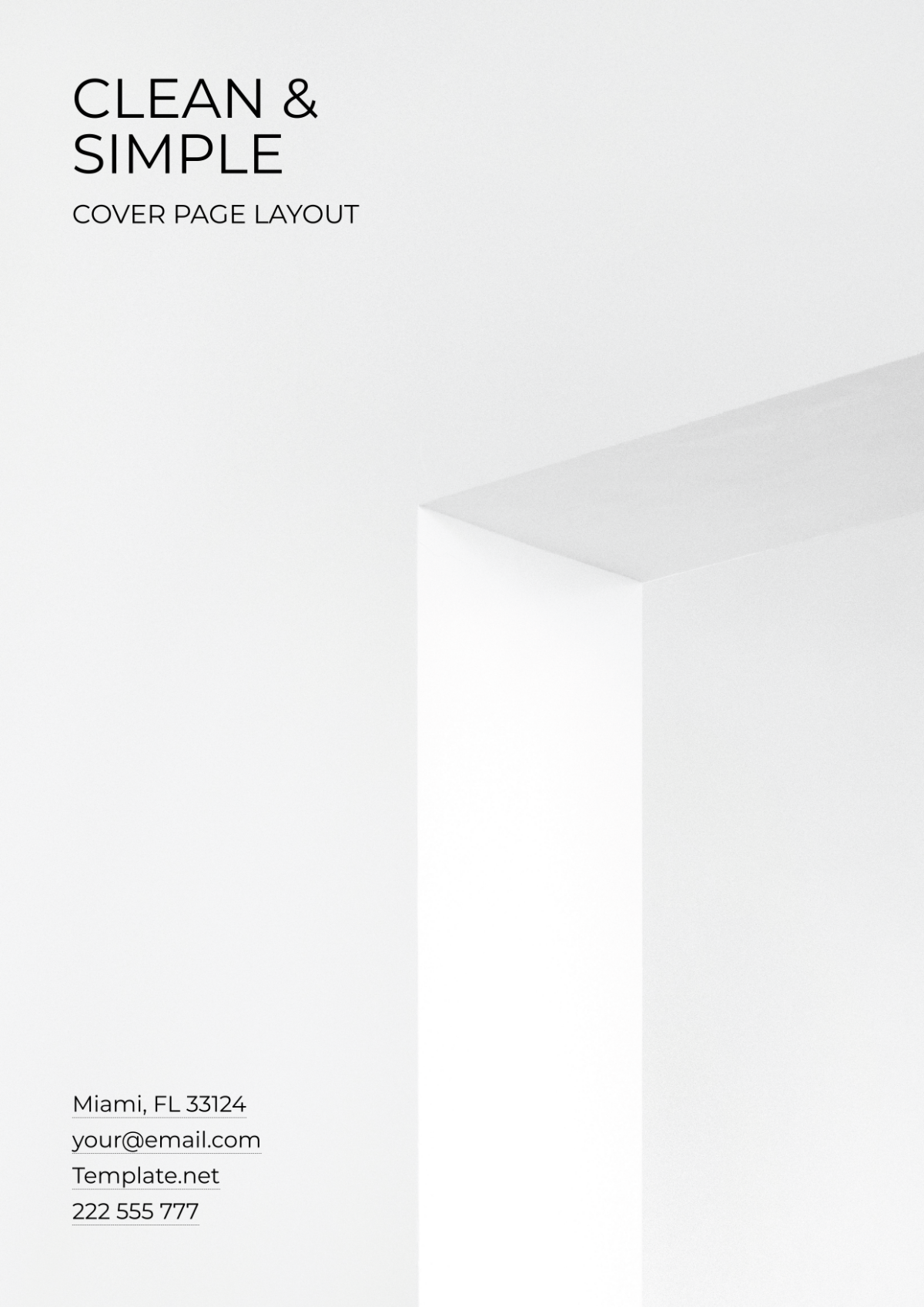 Clean and Simple Cover Page Layout Template