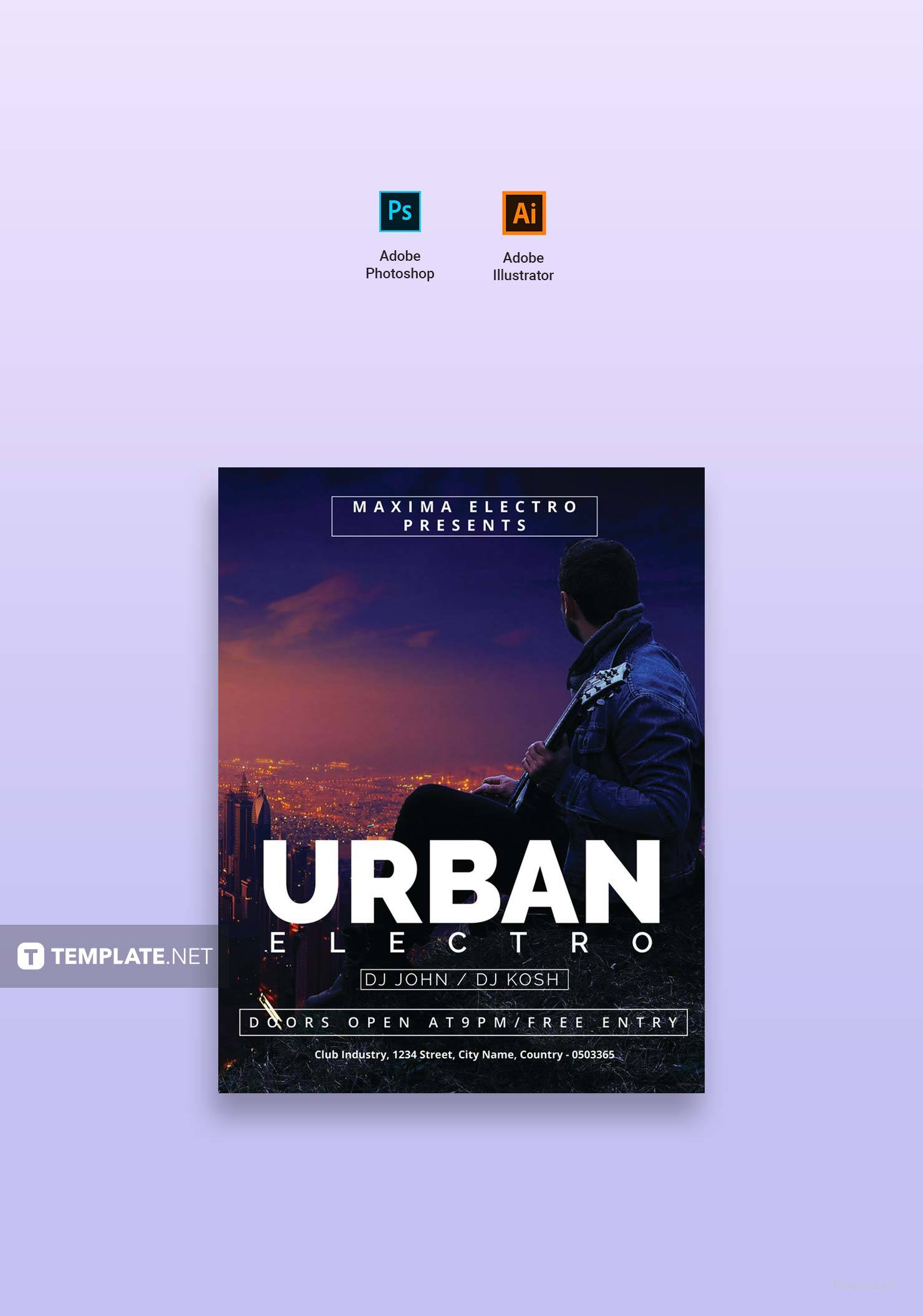 free urban electro dj flyer template adobe illustrator photoshop free flyer templates adobe illustrator