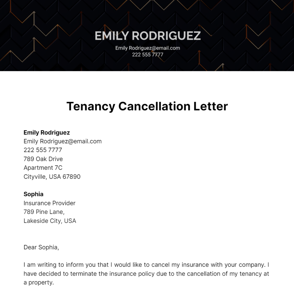Tenancy Cancellation Letter Template