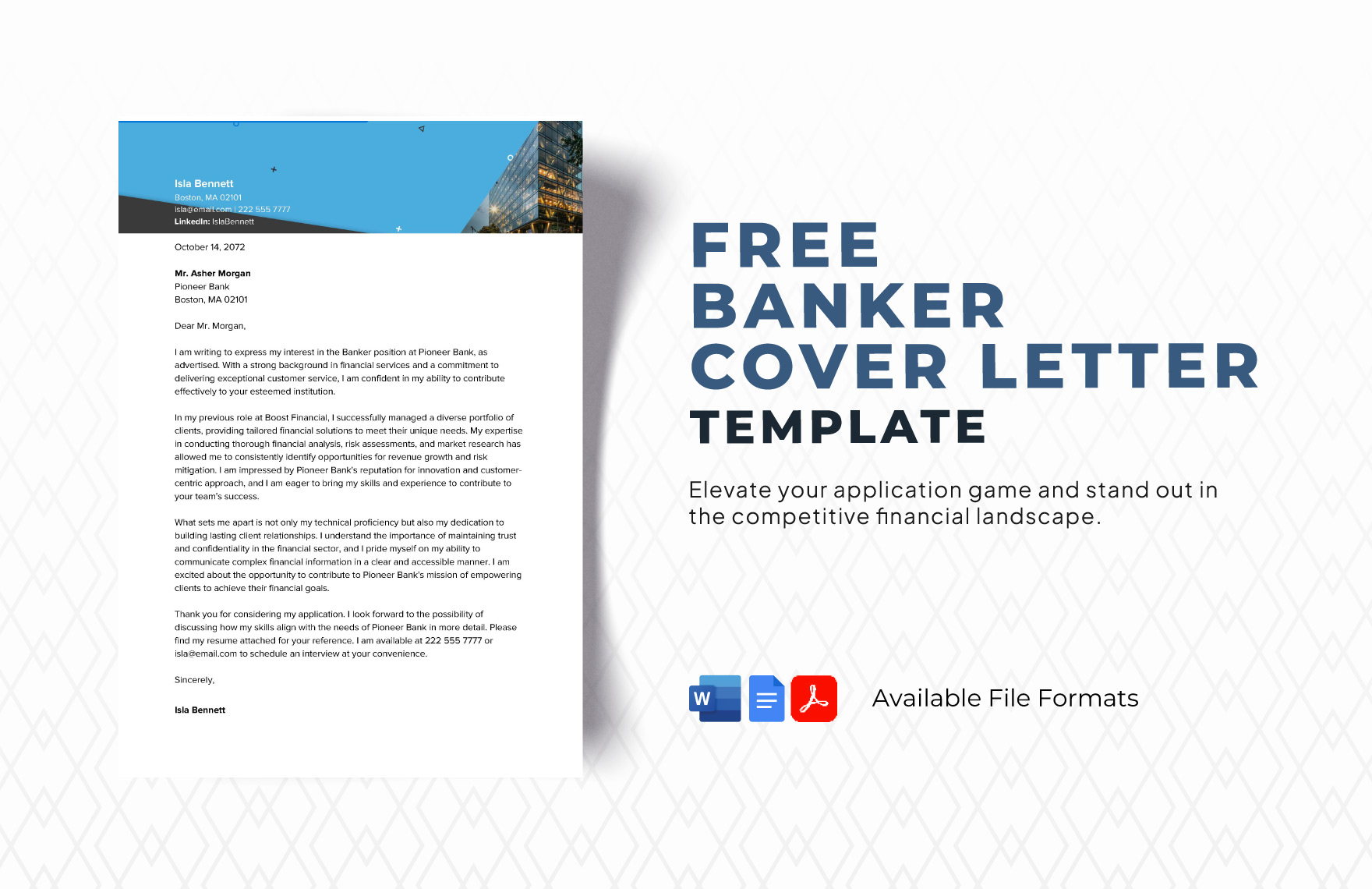 Banker Cover Letter Template