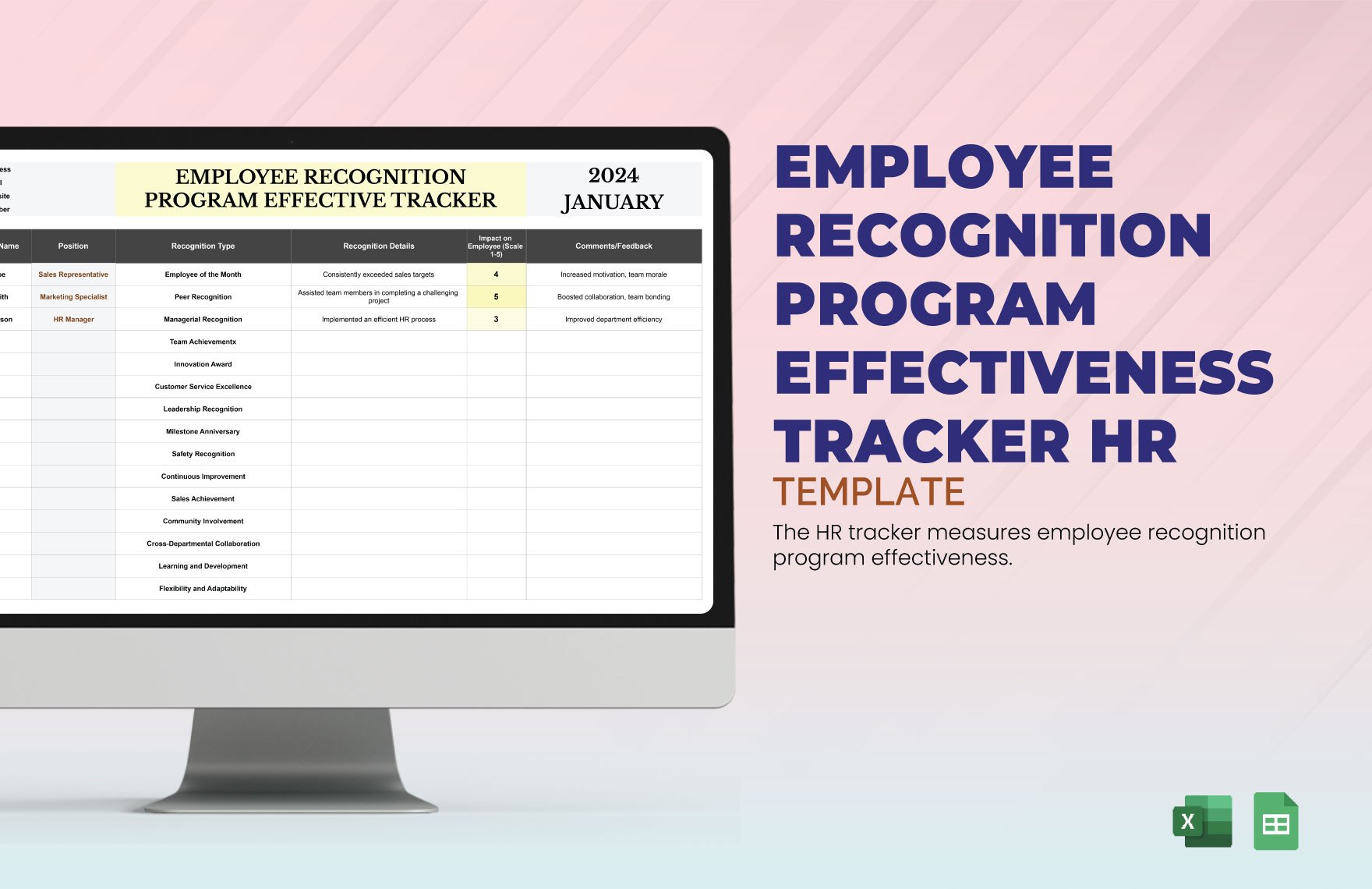 Employee Recognition Program Effectiveness Tracker HR Template