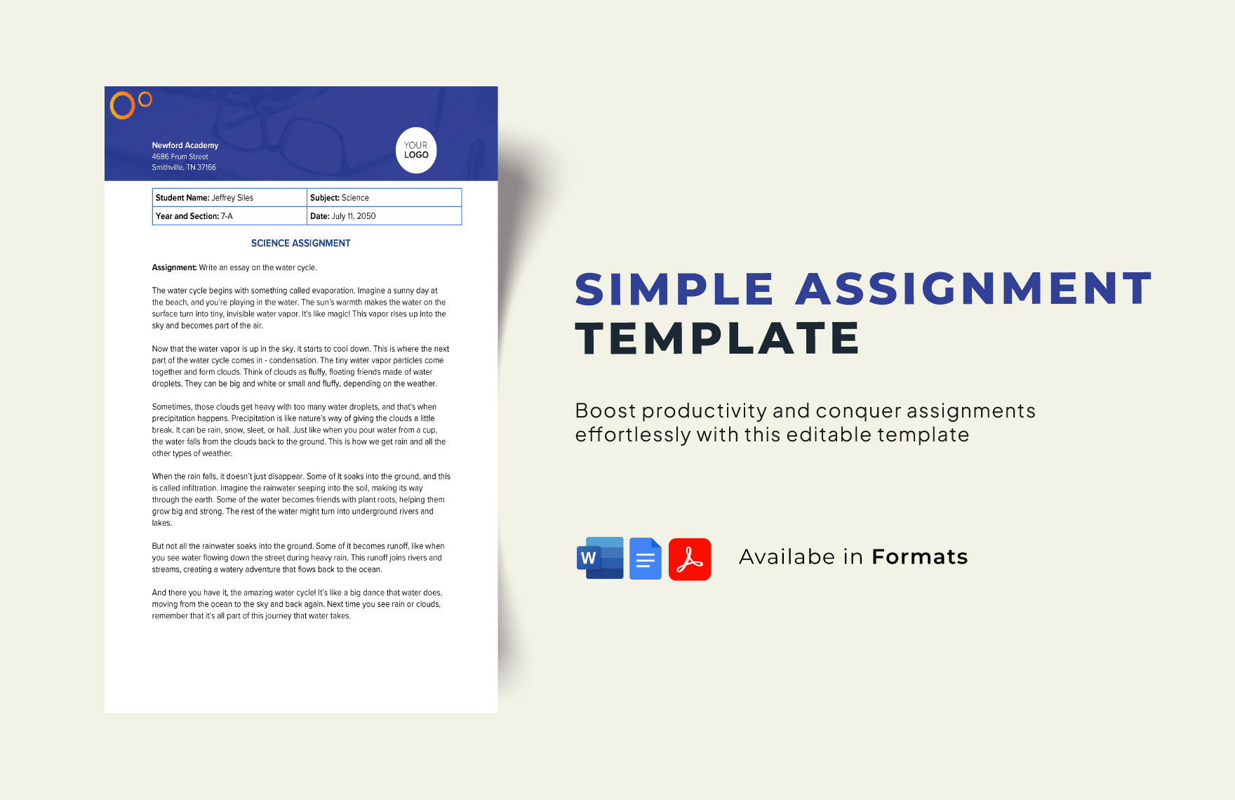 Simple Assignment Template in Word, PDF, Google Docs - Download | Template.net