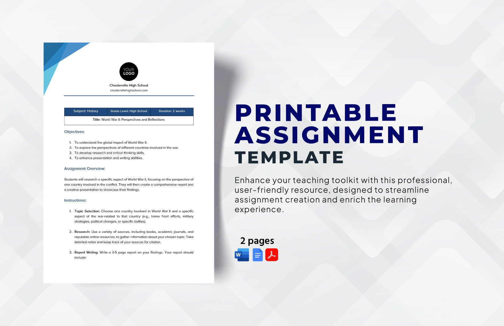 Printable Assignment Template