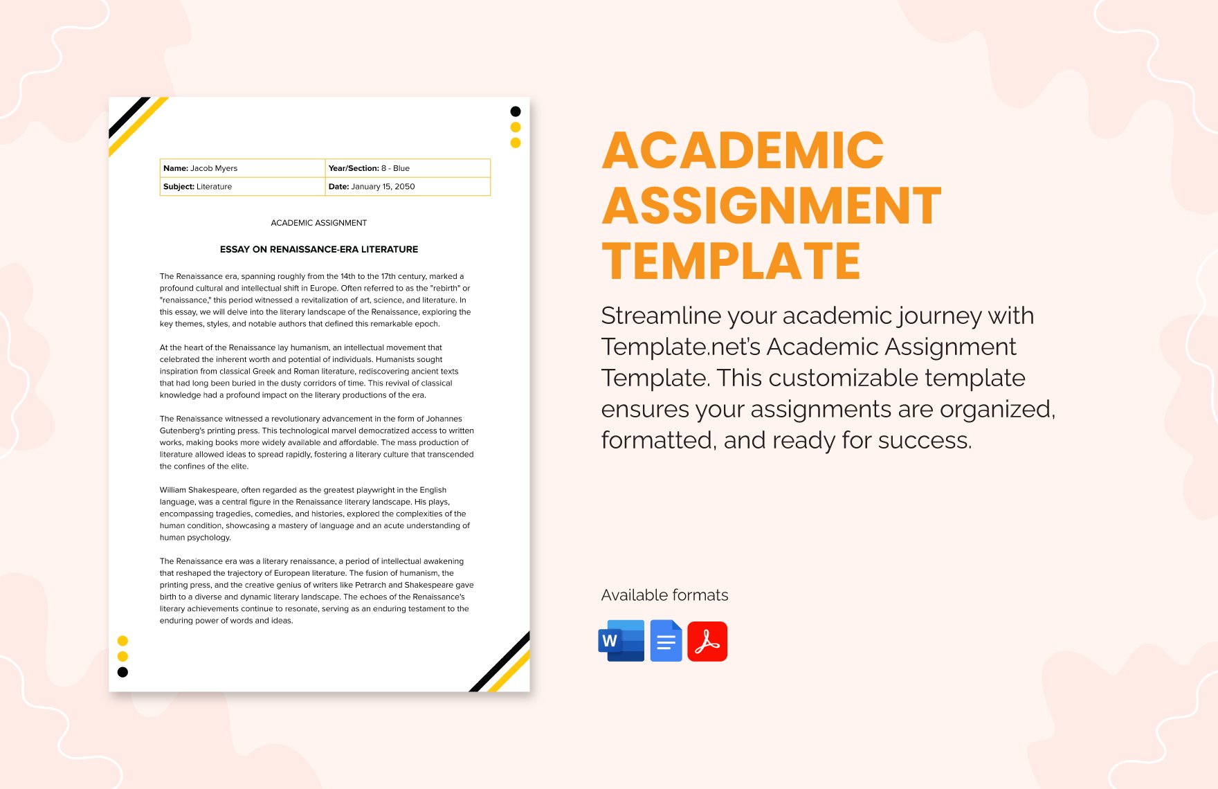 Free Academic Assignment Template in Word, Google Docs, PDF