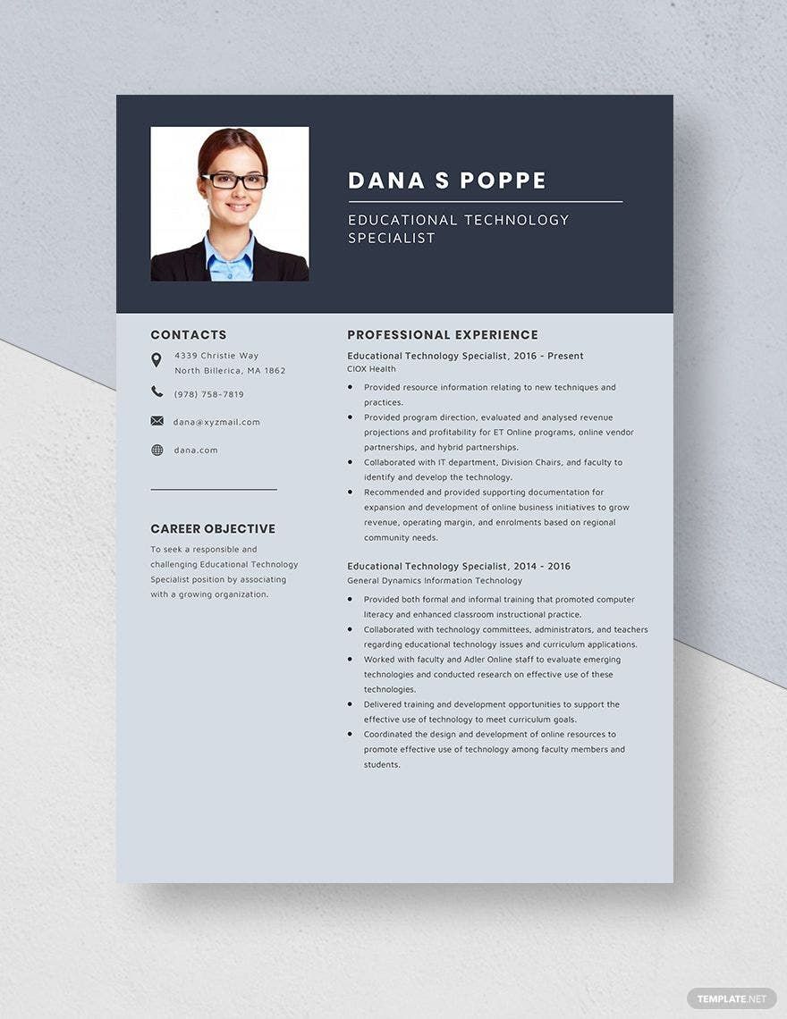 Educational Technology Specialist Resume