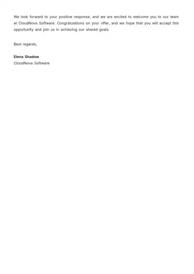 Free Full Time Employee Job Offer Letter Template to Edit Online