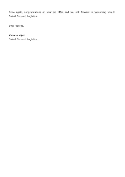 Free Accountant Employee Job Offer Letter Template to Edit Online