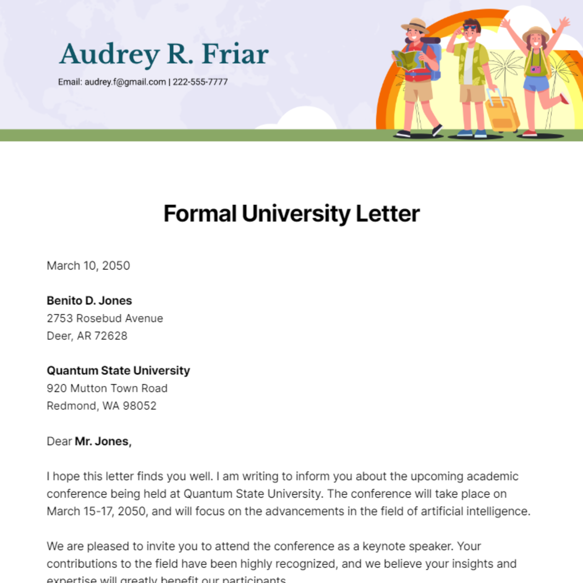 Formal University Letter Template