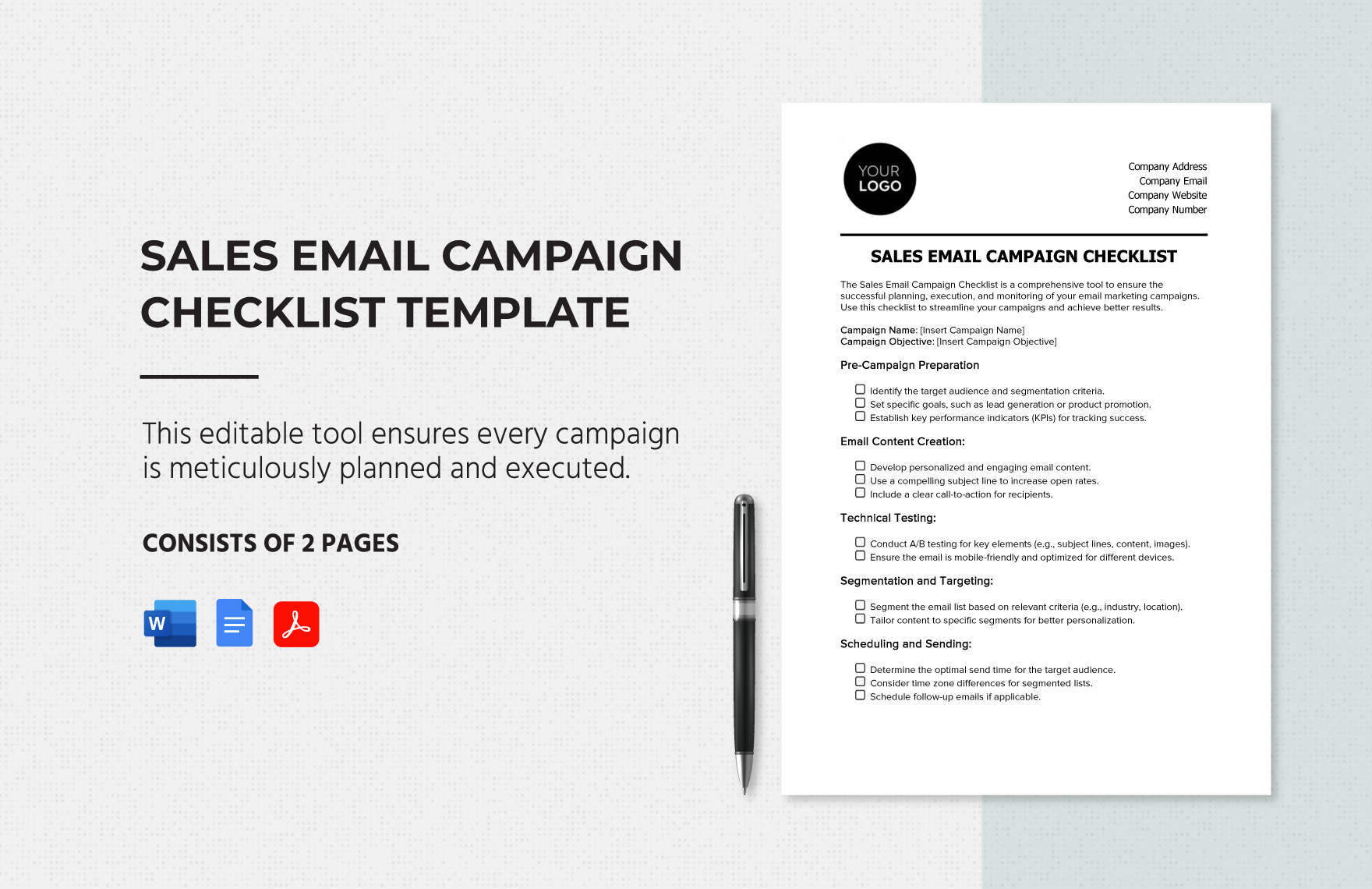 Sales Email Campaign Checklist Template in Word, PDF, Google Docs - Download | Template.net