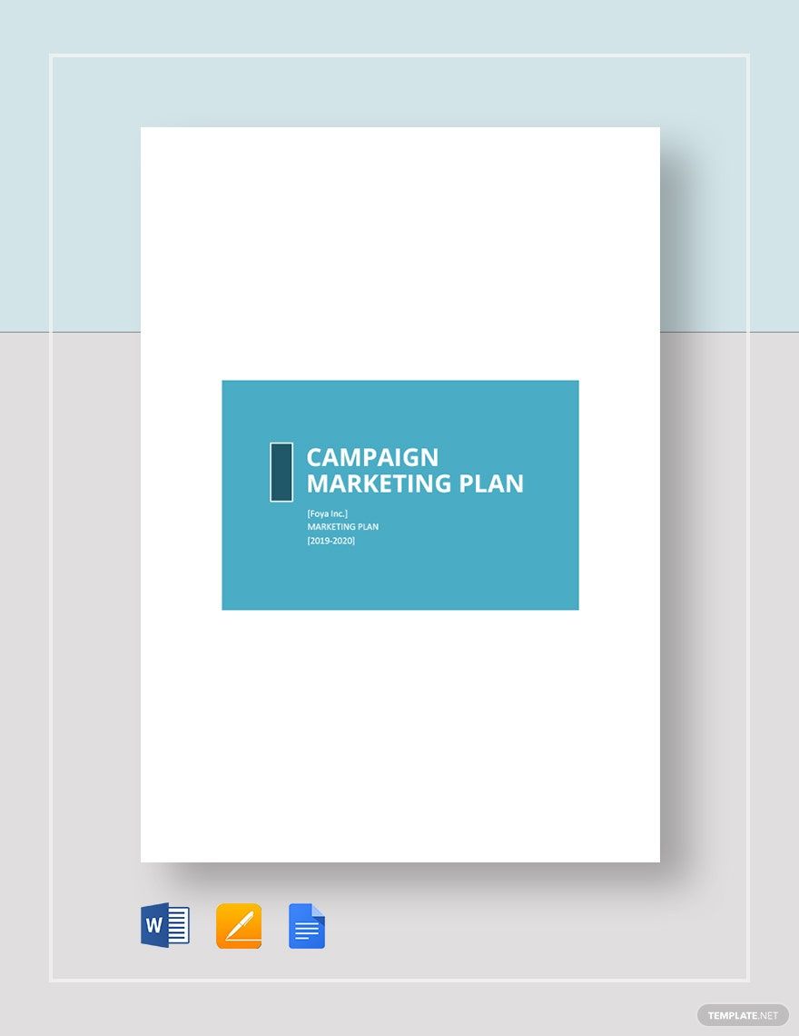 Campaign Marketing Plan Template in Word, Google Docs, Apple Pages