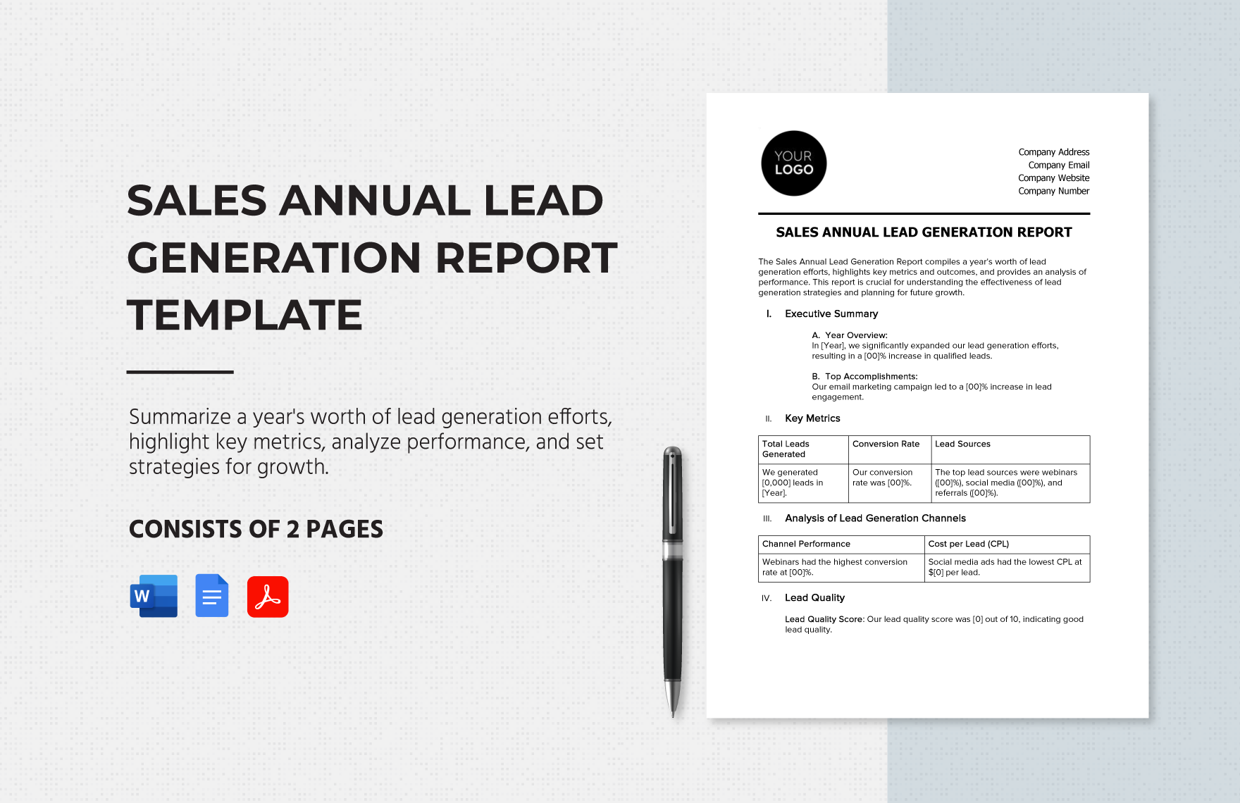 Sales Annual Lead Generation Report Template