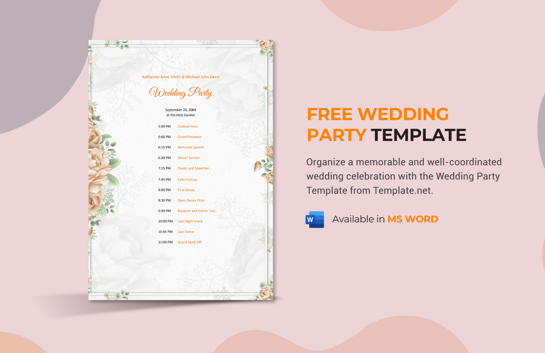 Free Wedding Party Template in Word