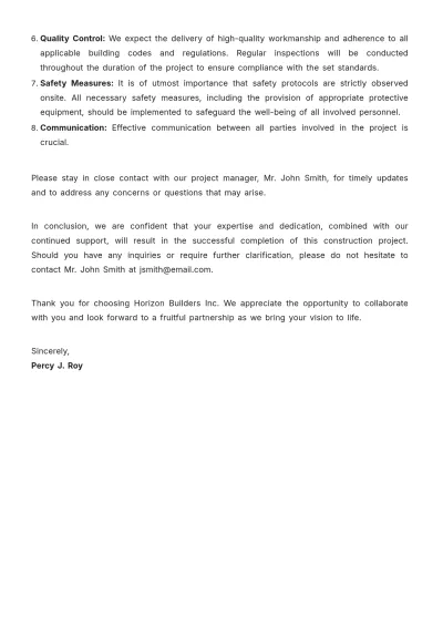 Free Construction Approval Letter  Template to Edit Online